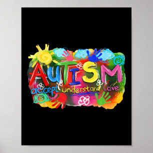 Poster Sensibilisation sur l'autisme de brosse Accepter C
