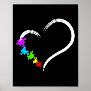 Poster Sensibilisation sur l'autisme du coeur Puzzle Amou