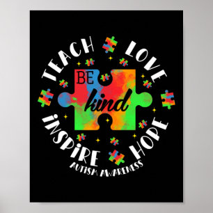 Poster Sensibilisation sur l'autisme Enseignant Puzzle En