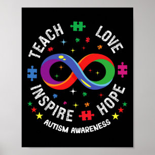 Poster Sensibilisation sur l'autisme Enseigner Hope Love
