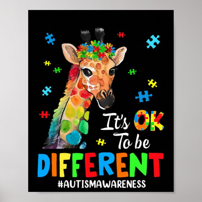 Poster Sensibilisation sur l'autisme Giraffe Femme Son Ok (Devant)