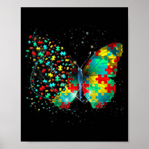 Poster Sensibilisation sur l'autisme Papillon Peace Lover