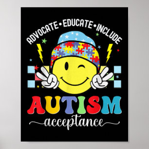 Poster Sensibilisation sur l'autisme Rétro Sympa Tee Pour