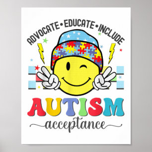 Poster Sensibilisation sur l'autisme Rétro Sympa Tee Pour