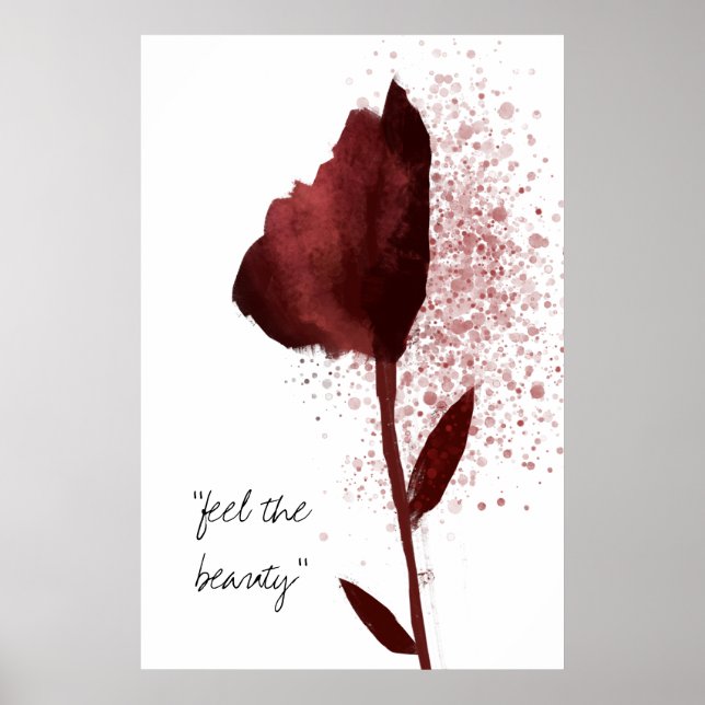 Poster "Sentez La Beauté" Aquarelle Rouge Fleur Tulipe (Devant)