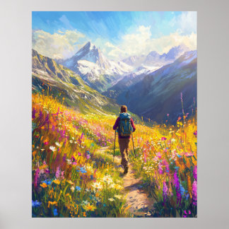 Poster Sentier Alpin Ensolleillé — Randonnée Estivale Ins