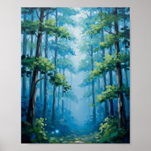 Poster Sentier de la Forêt Enchantée : une peinture à l'h