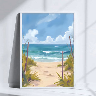 Poster Sentier de la plage   Eau de mer Peinture côtière 