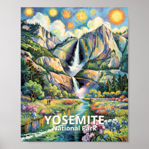 Poster Sentier de randonnée de la cascade d'eau printaniè
