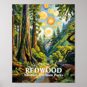 Poster Sentier de randonnée personnalisé Van Gogh Redwood