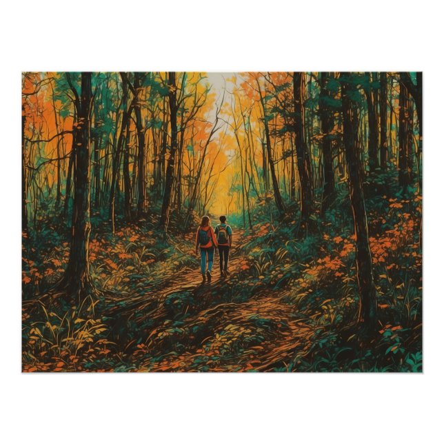 Poster Sentier forestier d'automne avec Art numérique de  (Devant)