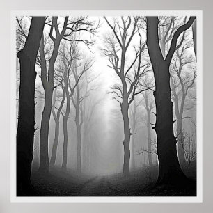 Poster Sentier mystérieux de la forêt brumeuse