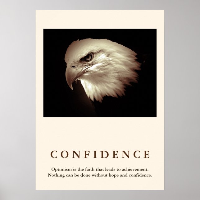 Poster Sepia Bald Eagle Citation Motivationnelle Confianc (Devant)