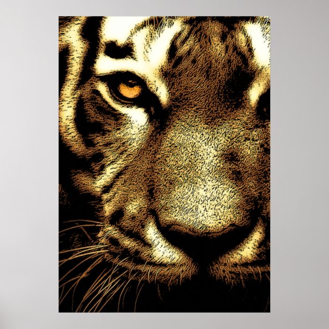 Poster Sepia Sumatran Borneo Tiger OEuvre d'art (Devant)