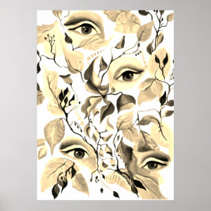 Poster Sépia utopique Surreal Eyes Design