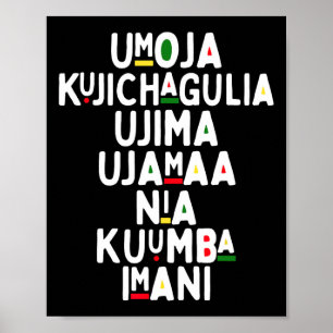 Poster Sept Principes De Kwanzaa African American Holiday