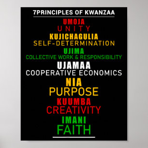 Poster Sept Principes De Kwanzaa Christmas Afro-america