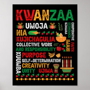 Poster Sept Principes De Kwanzaa Fier Africain-Américain