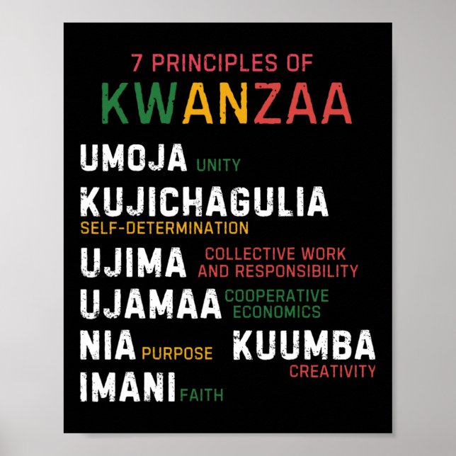 Poster Sept Principes De Kwanzaa Happy Kwanzaa (Devant)