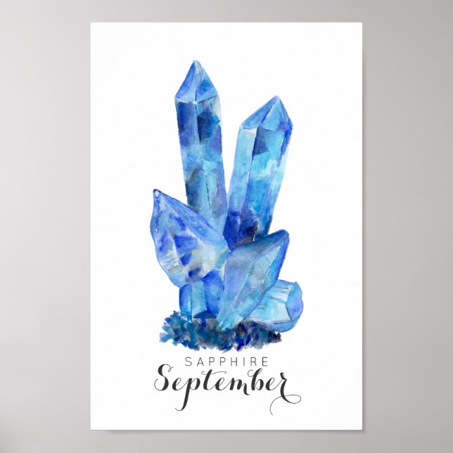 Poster Septembre Birthstone - Sapphire Watercolor | Poste (Devant)