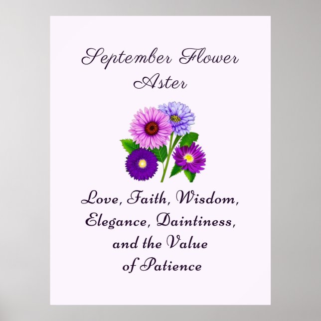 Poster Septembre Mois de naissance Aster personnalisé (Devant)