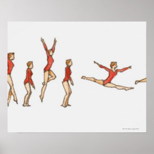 Poster Séquence d'illustrations montrant la gymnaste fémi