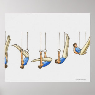 Poster Séquence d'illustrations montrant la gymnaste masc