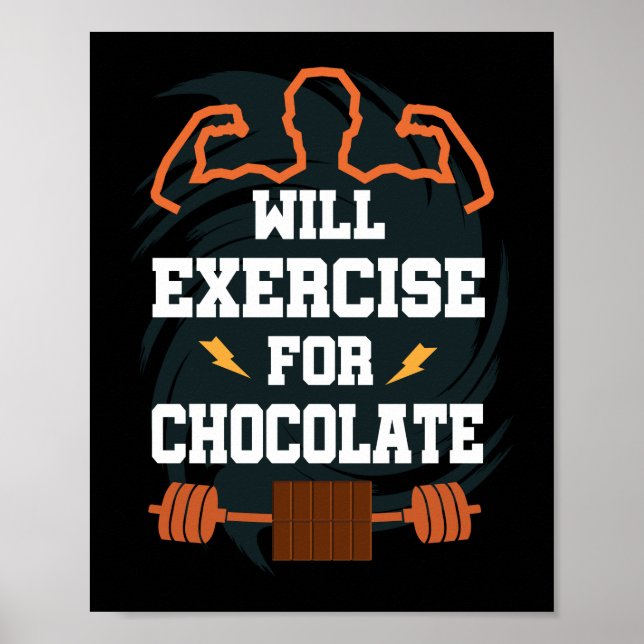 Poster Sera Exercice Pour Chocolat Funny Gym Exercice (Devant)