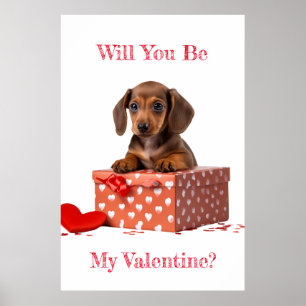 Poster Seras-Tu Ma Boîte Rouge Dachshund Valentine