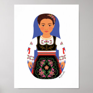 Poster serbe Brunette Matryoshka