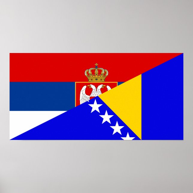 Poster serbie bosnia Herzégovine drapeau pays demi symbol (Devant)