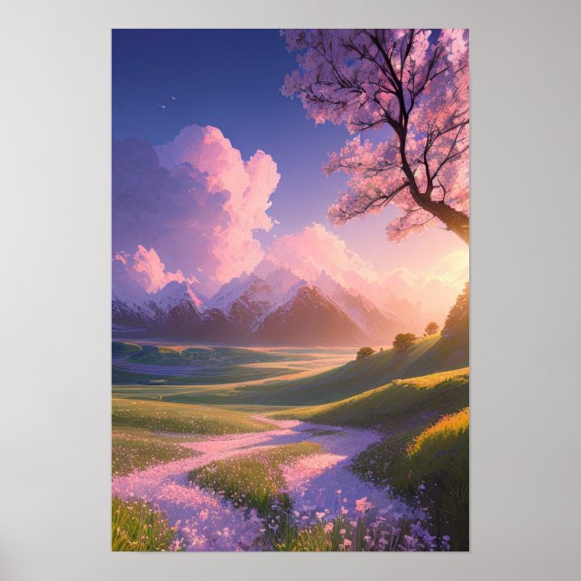 Poster Sérénade de coucher de soleil rayonnant (Devant)