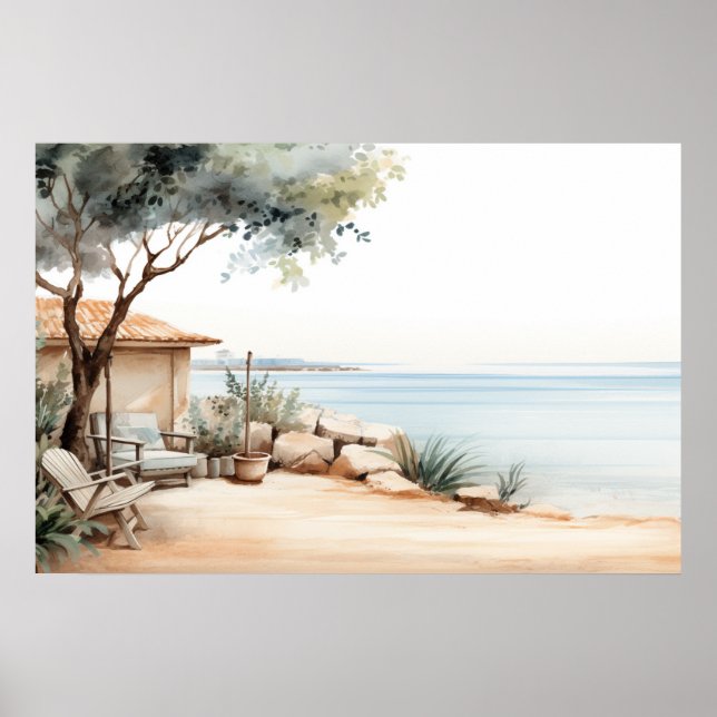 Poster Serene Chypre : Imprimantes d'aquarelle numérique (Devant)