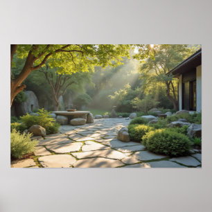 Poster Serene Garden Wellness Bougie Lumière Zen Vibes Ca