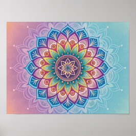 Poster Serene Mandala : Un Pastel Kaleidoscope