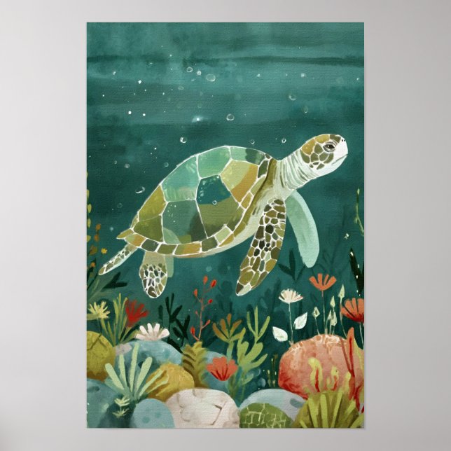 Poster Serene Sea Turtle : Oasis sous-marine (Devant)