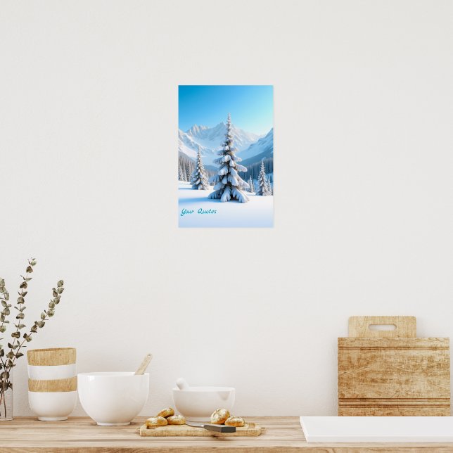 Poster Serene Snowy Mountain Landscape & Winter Pine Tree (Cuisine)