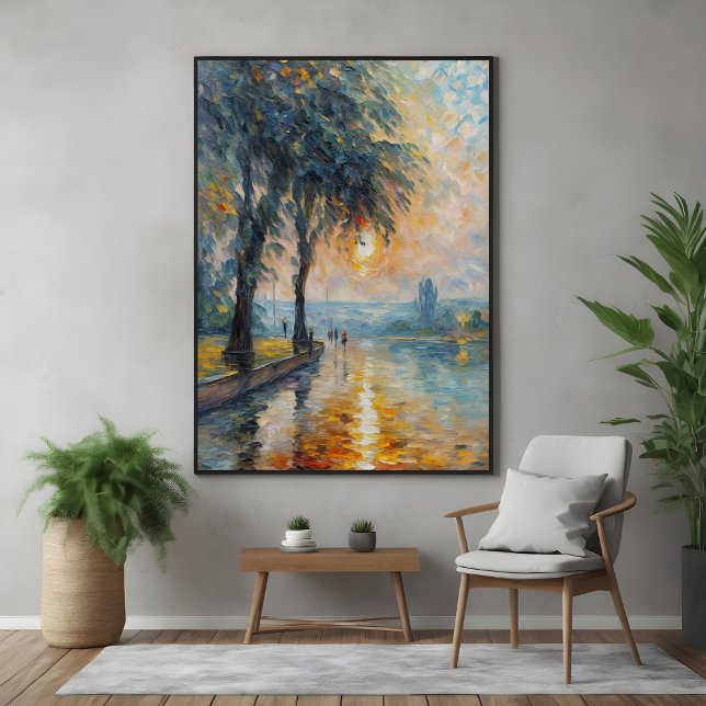 Poster Serene Sunset by Water Impressionist Paysage Art (Créateur téléchargé)