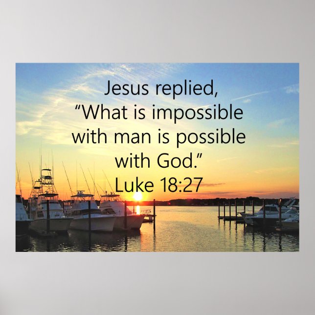 POSTER SERENE SUNSET LUKE 18:27 CONCEPTION DE SCRIPTURE (Devant)