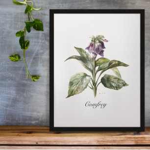 Poster Serene Watercolor Comfrey, personnalisée