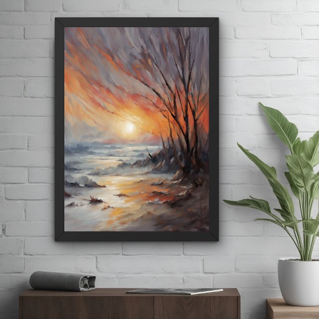 Poster Serene Winter Sunset - Nature Paysage Art (Créateur téléchargé)