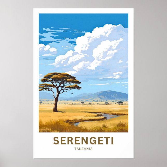 Poster Serengeti Tanzanie Imprimer Voyage (Devant)