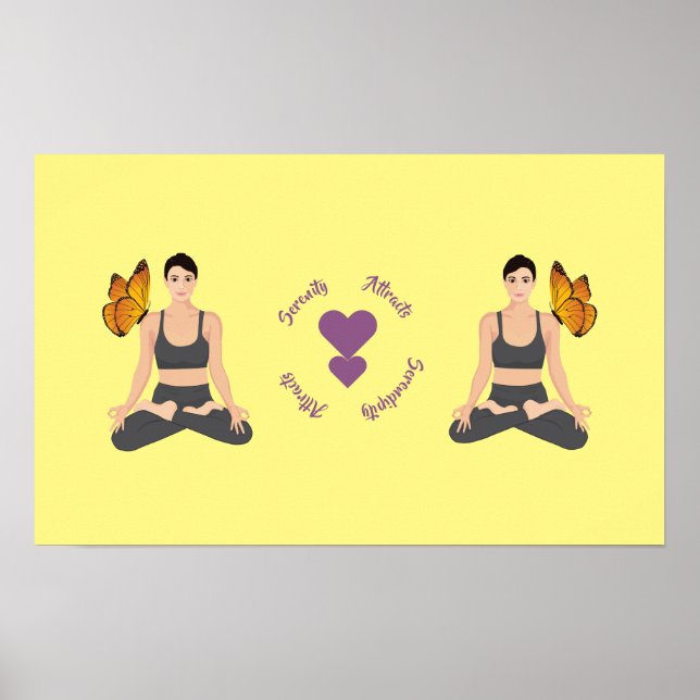 Poster Sérénité Attire Serendipity Yoga Butterfly Love (Devant)