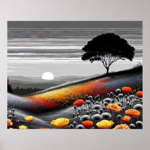 Poster "Sérénité d'or - Une danse de couleur et de contra