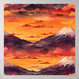 Poster Sérénité du coucher du soleil : Tapisserie de l'aq