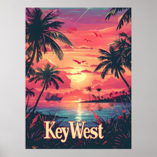Poster Sérénité occidentale clé : coucher de soleil tropi