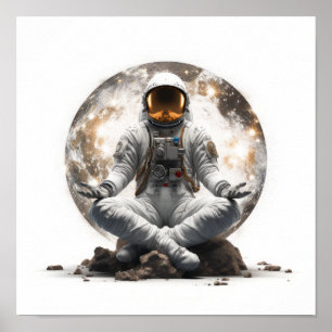 Poster Sérénité spirituelle : l'astronaute méditant en un