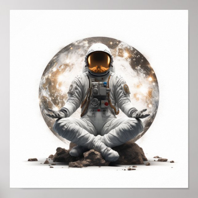 Poster Sérénité spirituelle : l'astronaute méditant en un (Devant)