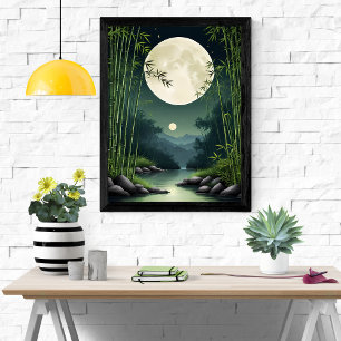 Poster Sérénité zen : Nuit bambou sur la forêt