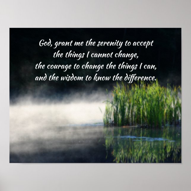 Poster Serenity Prayer Cattails Dans Mist Inspiration (Devant)
